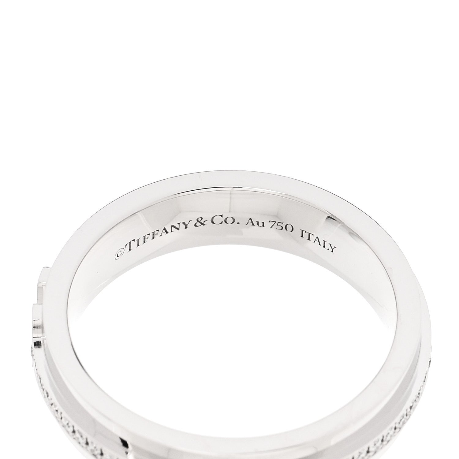 Tiffany 18K White Gold Diamond Narrow T Two Ring 49 5 4 of 5