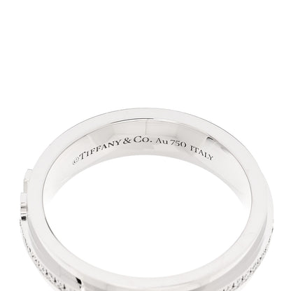 Tiffany 18K White Gold Diamond Narrow T Two Ring 49 5 4 of 5