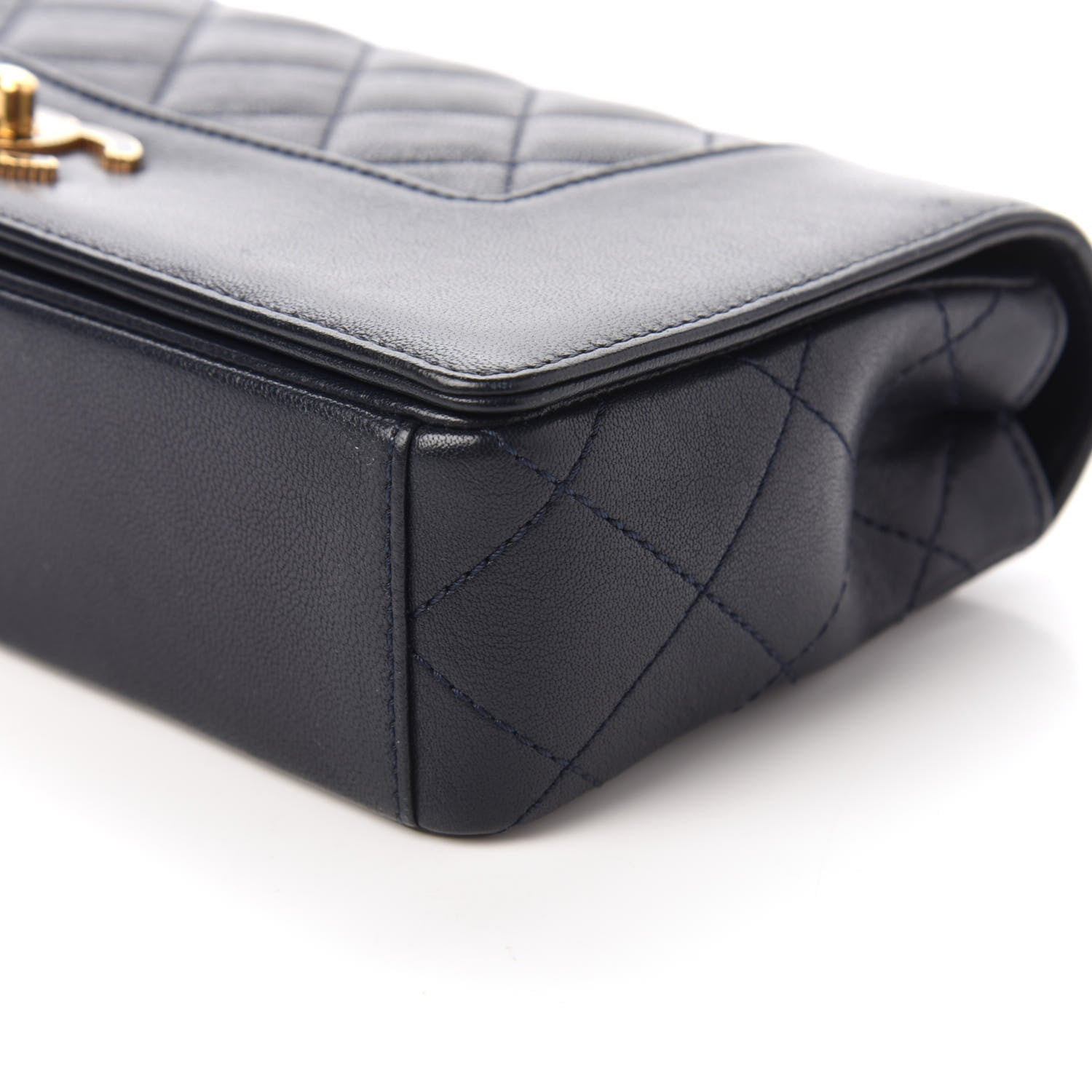 Chanel Sheepskin Quilted Medium Vintage Mademoiselle Flap Dark Navy 8 of 11