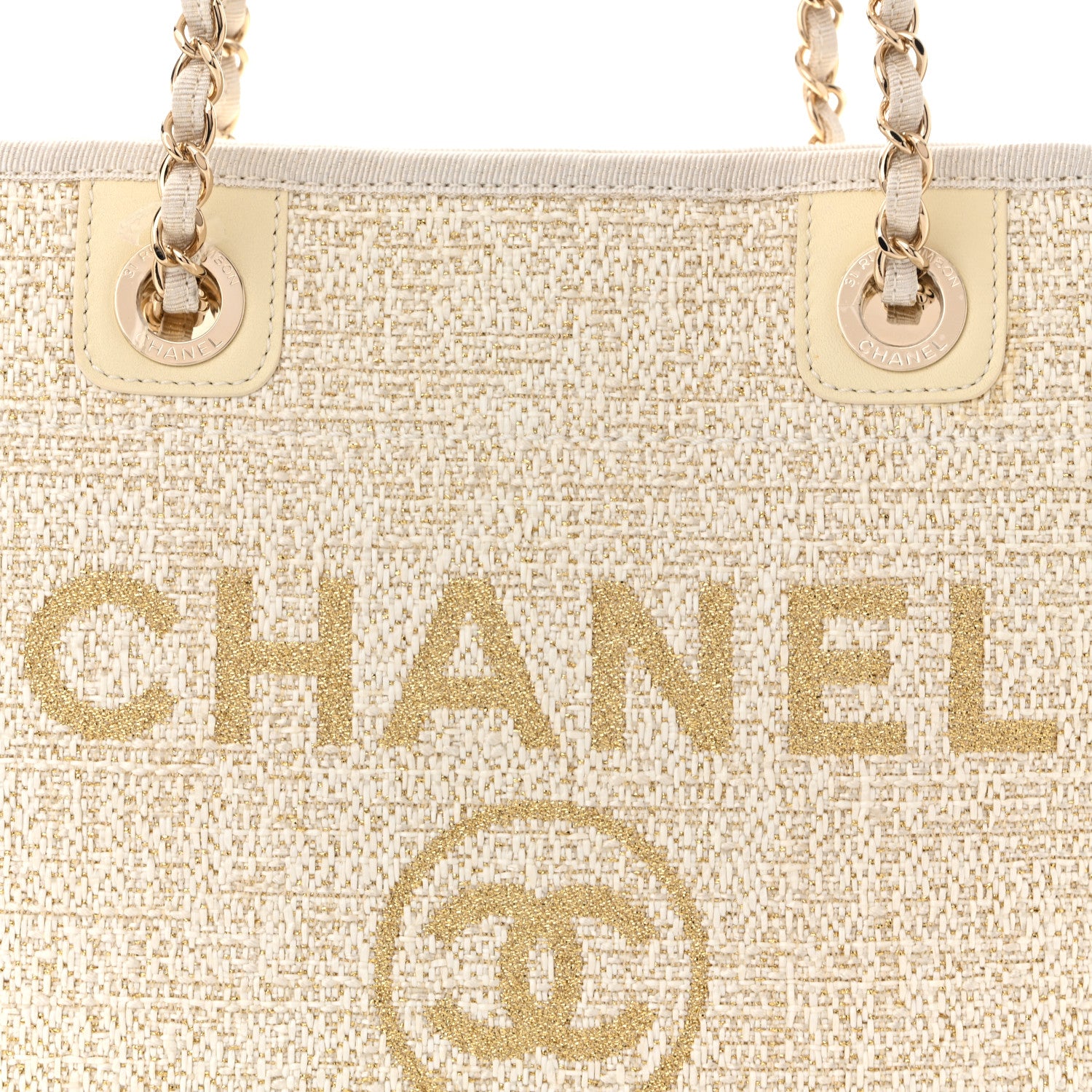 Chanel Lurex Boucle Mini Deauville Tote White 8 of 10