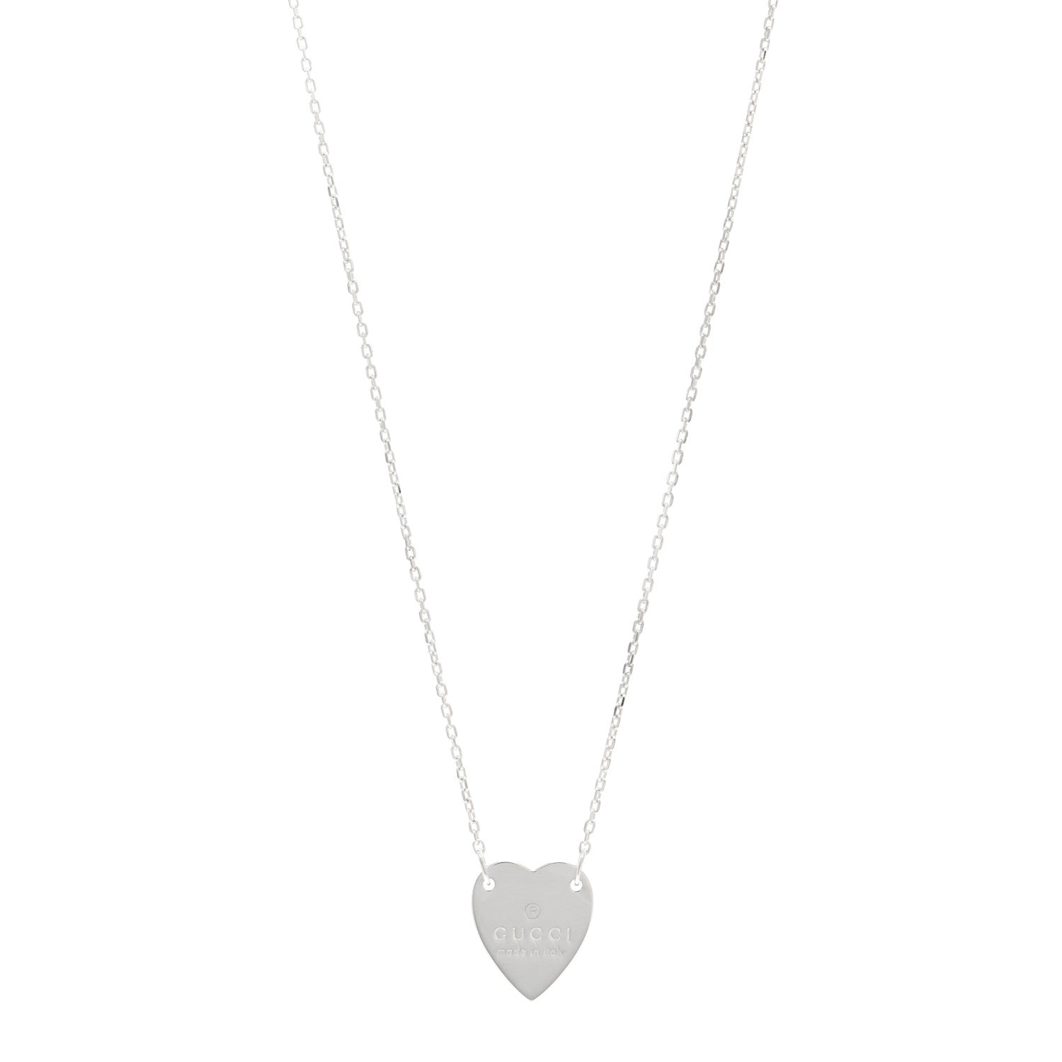 Gucci Sterling Silver Trademark Heart Pendant Necklace 1 of 4