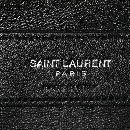 Saint Laurent Calfskin Crocodile Embossed Medium West Hollywood Monogram Fold-Over Grey 6 of 12