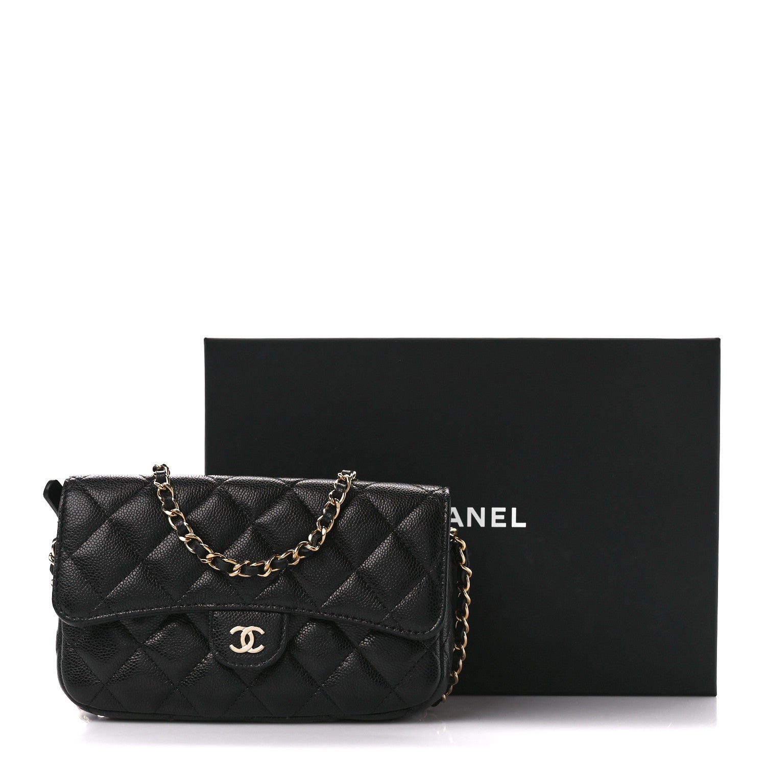 Chanel Caviar Quilted Flap Phone Holder With Chain Black 13 of 13