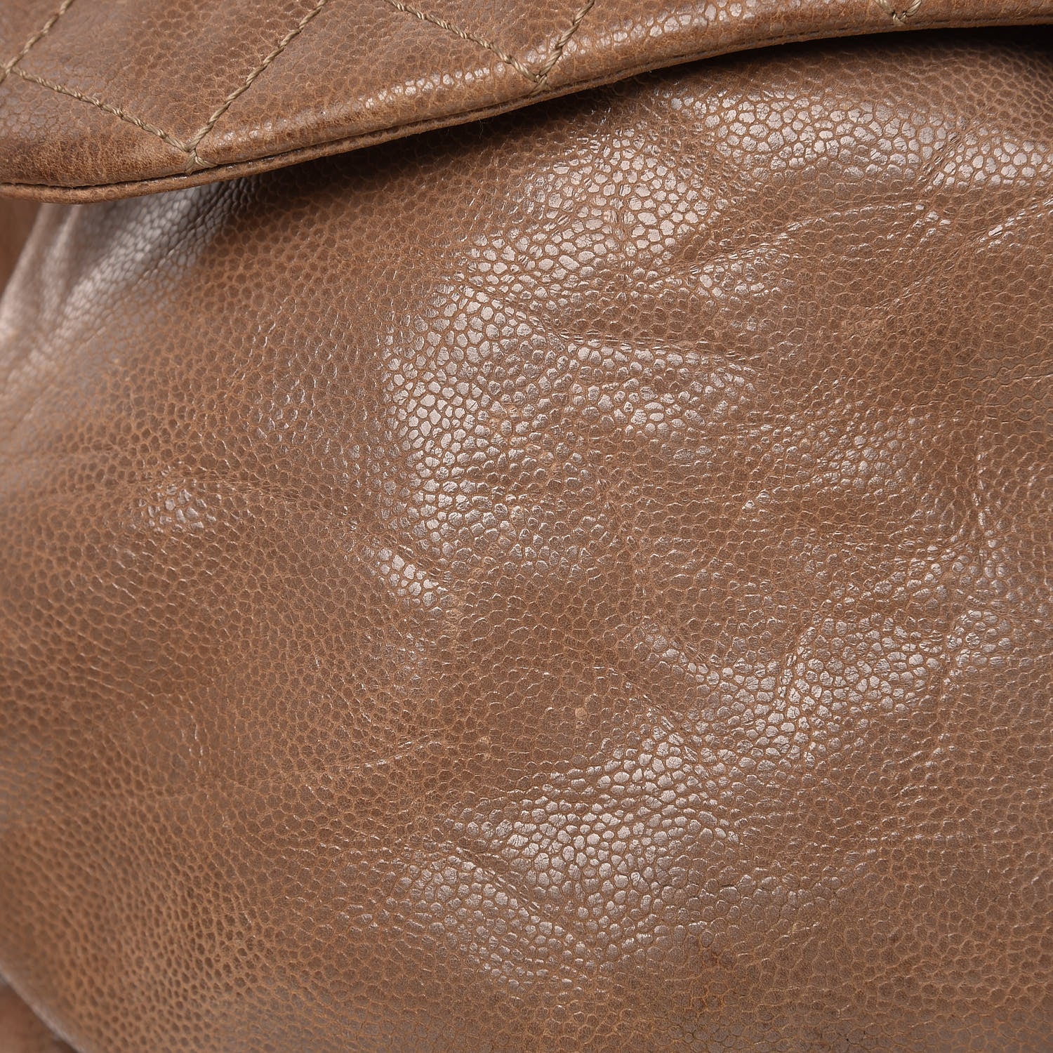 Chanel Grained Calfskin Quilted Maxi Elastic Flap Taupe 12 of 14