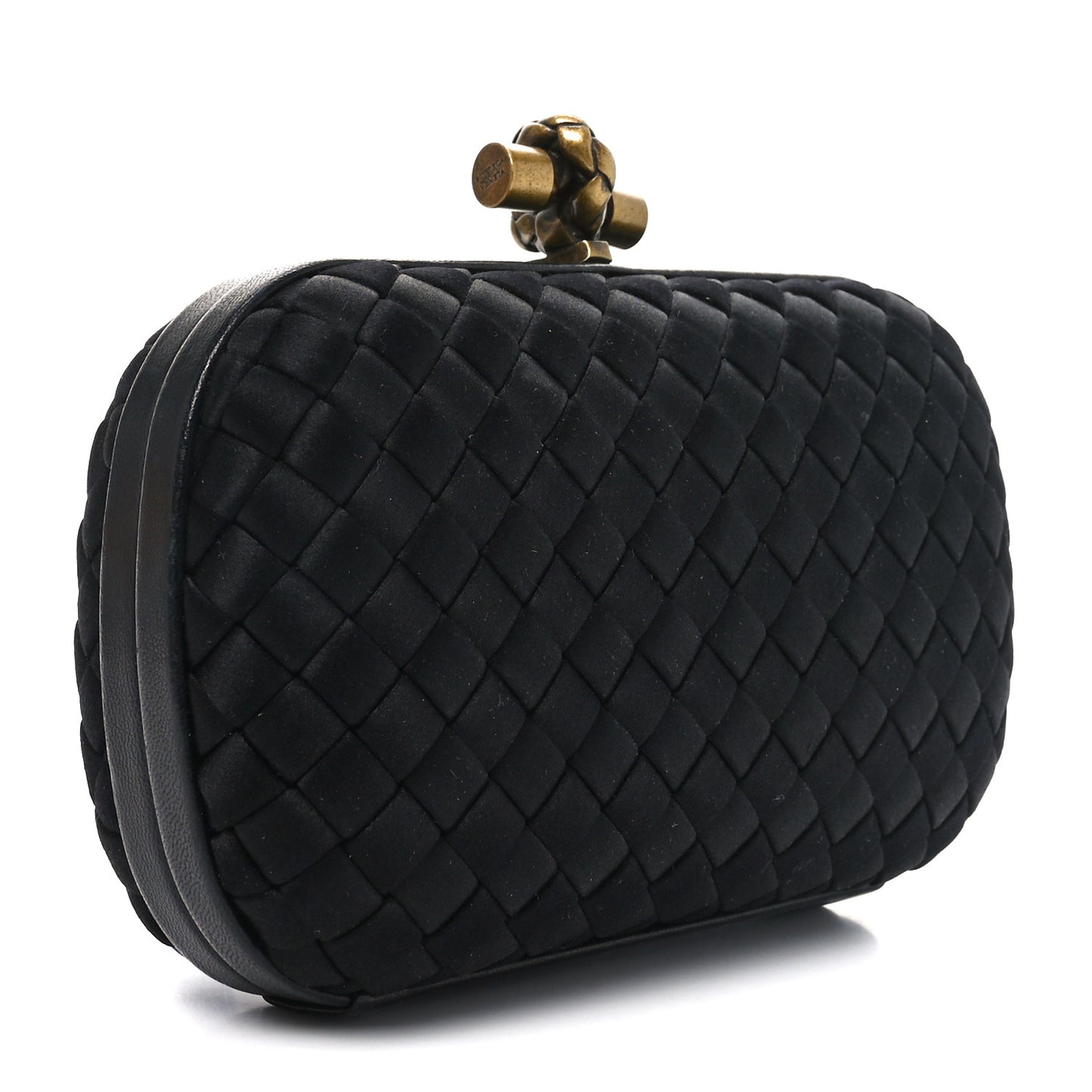 Satin Intreccio Impero Knot Clutch Black