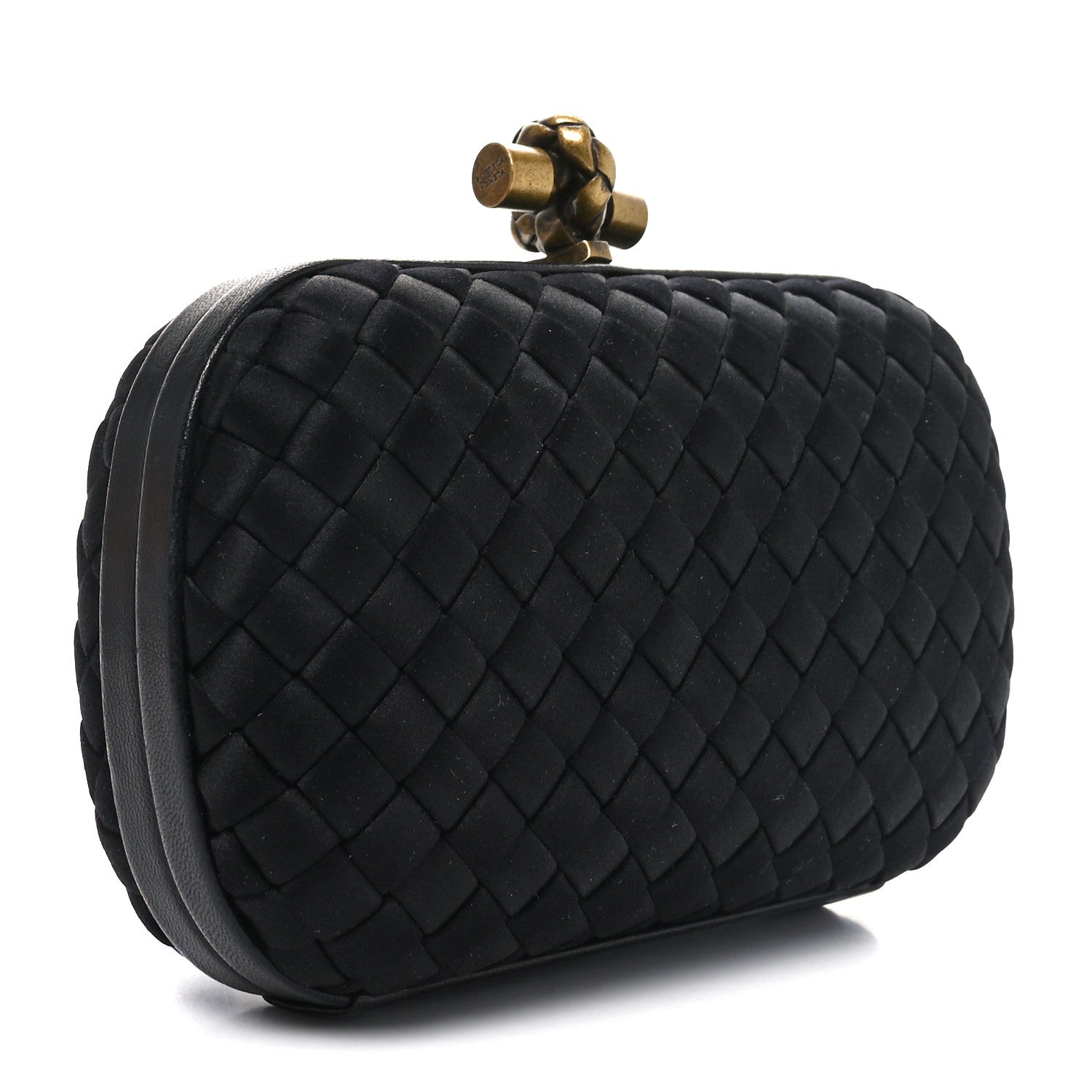 Bottega Veneta Satin Intreccio Impero Knot Clutch Black 3 of 8
