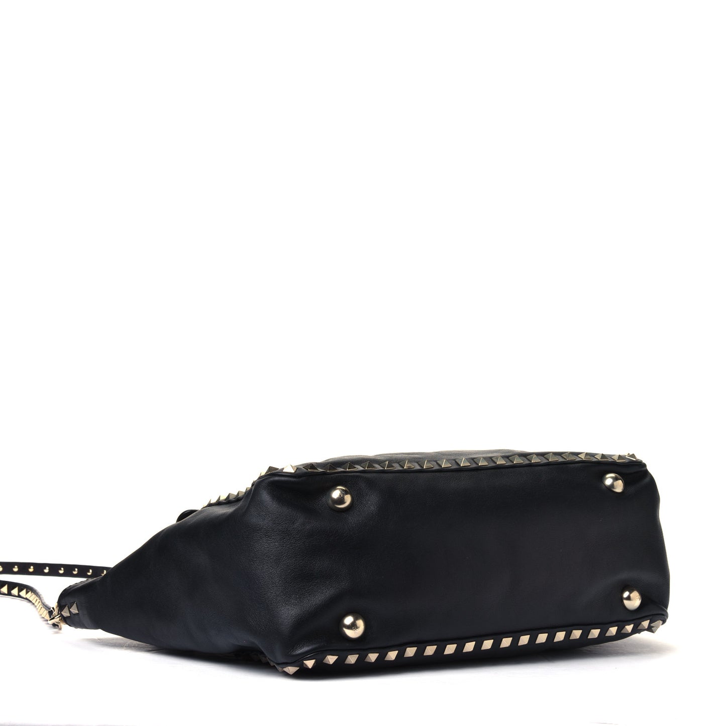 Vitello Rockstud Single Handle Flap Tote Black