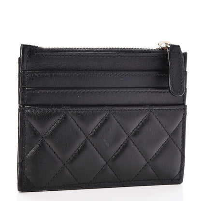 Chanel Lambskin Quilted Zip Card Holder Black 3 of 8