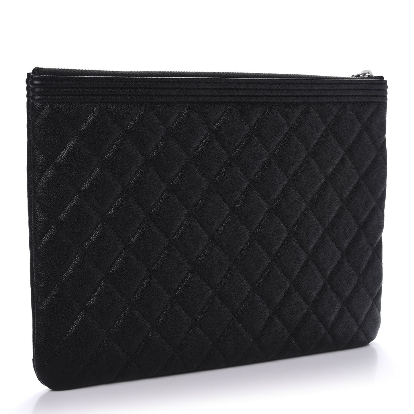 Iridescent Caviar Quilted Medium Boy Cosmetic Case Black
