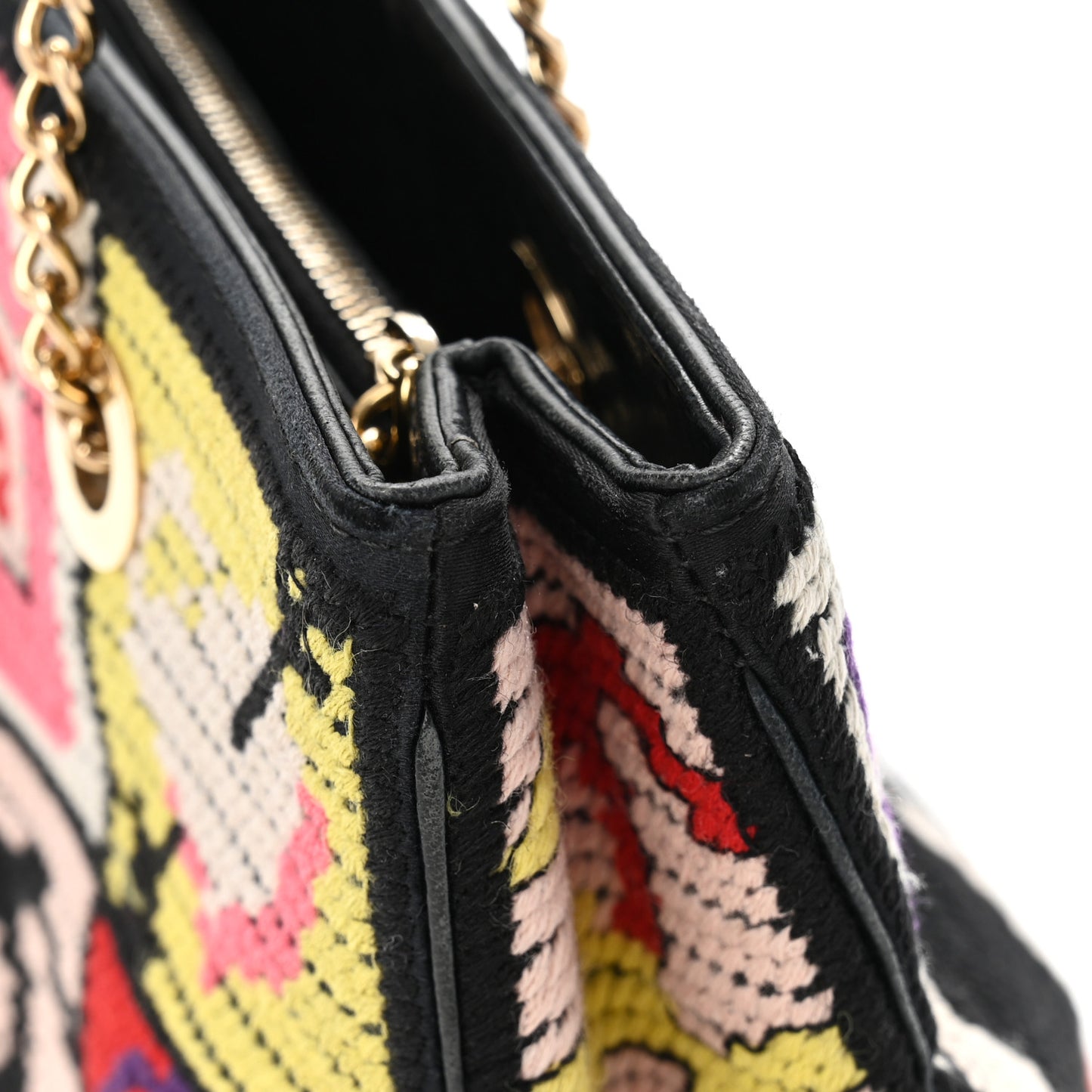 Needlepoint Precious Symbols Shoulder Bag Black