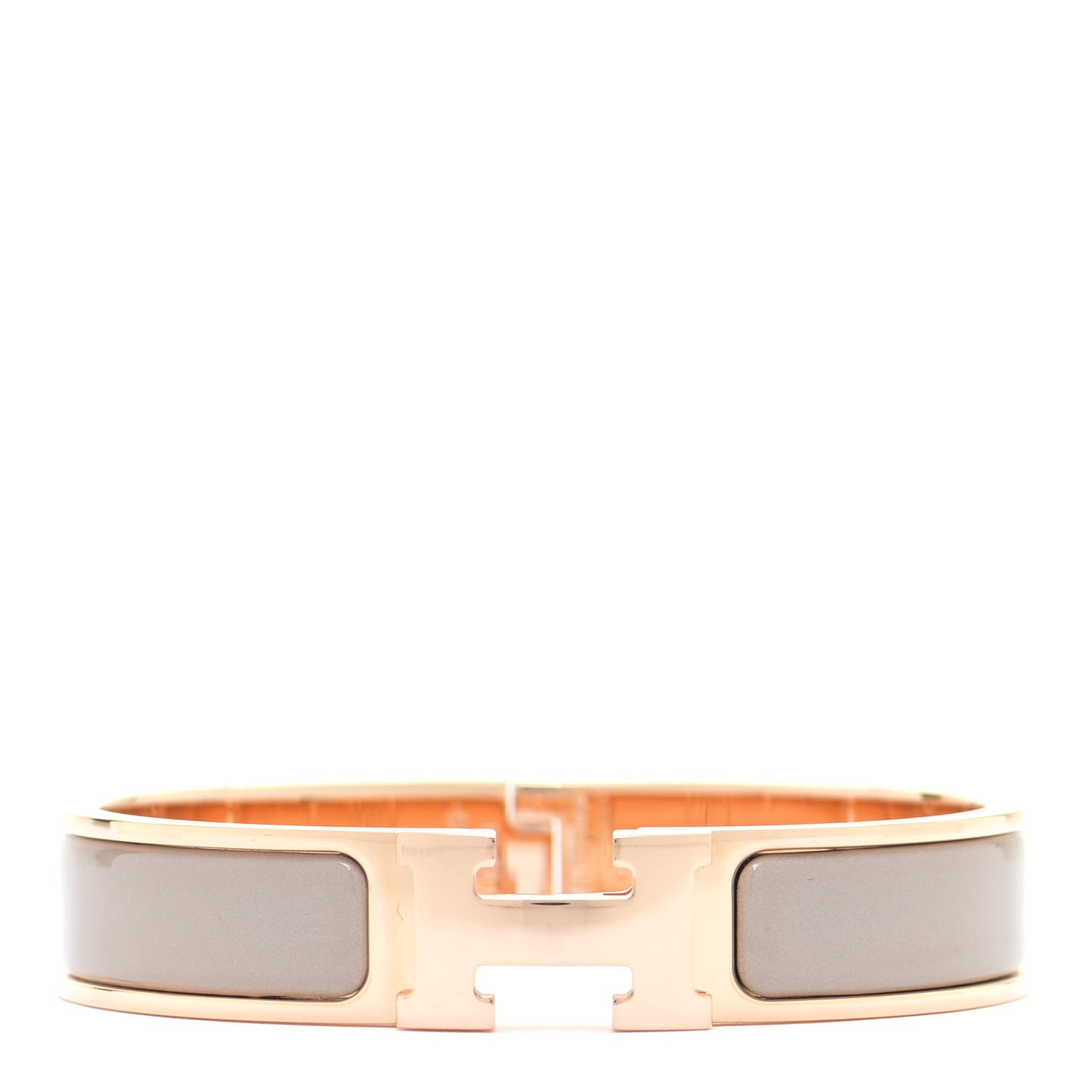 Enamel Narrow Clic Clac H Bracelet PM Marron Glace