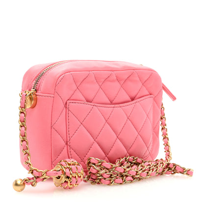 Chanel Lambskin Quilted CC Pearl Crush Camera Case Pink 3 of 10