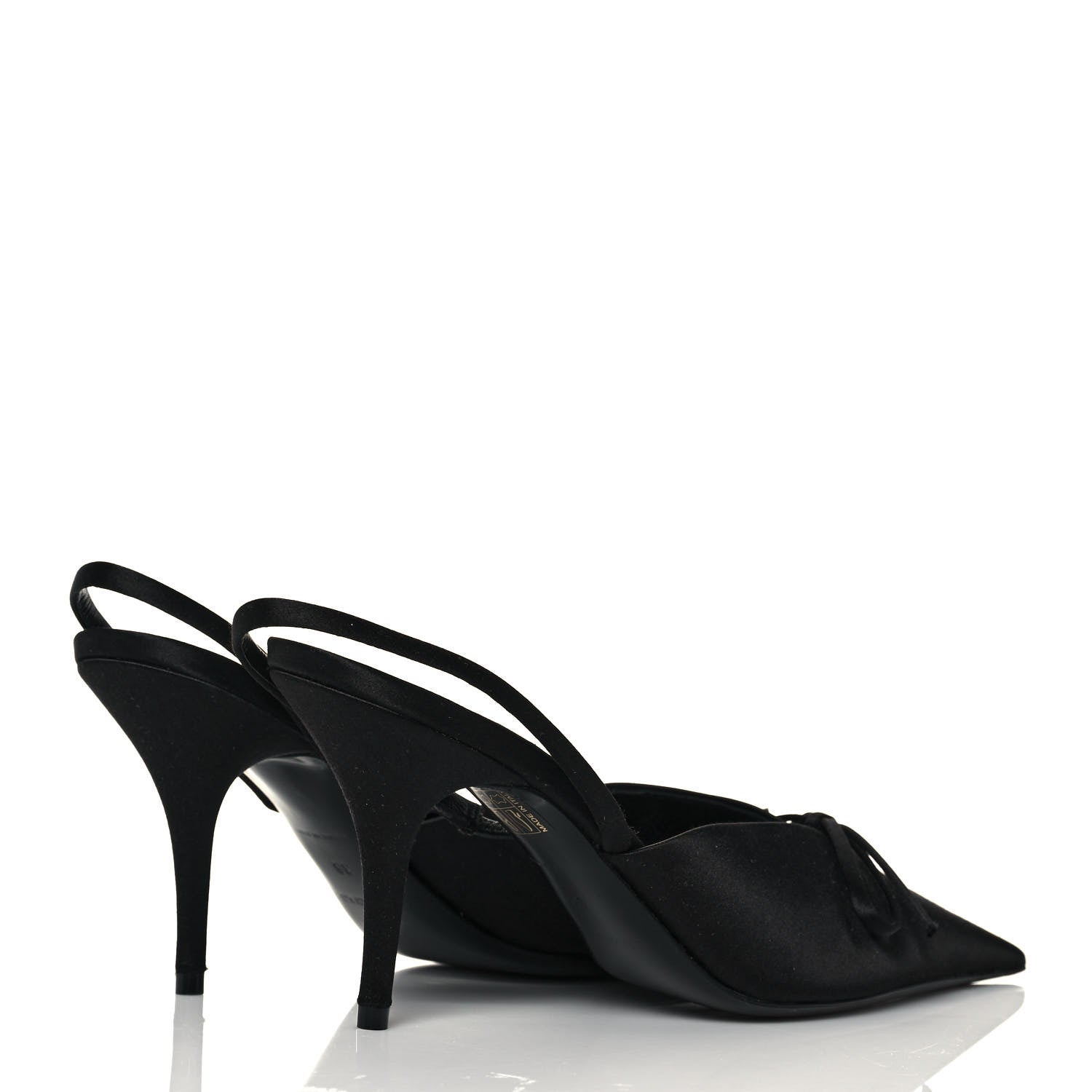 Balenciaga Satin Pointed Toe Knife Slingback Mules 38 Black 4 of 7