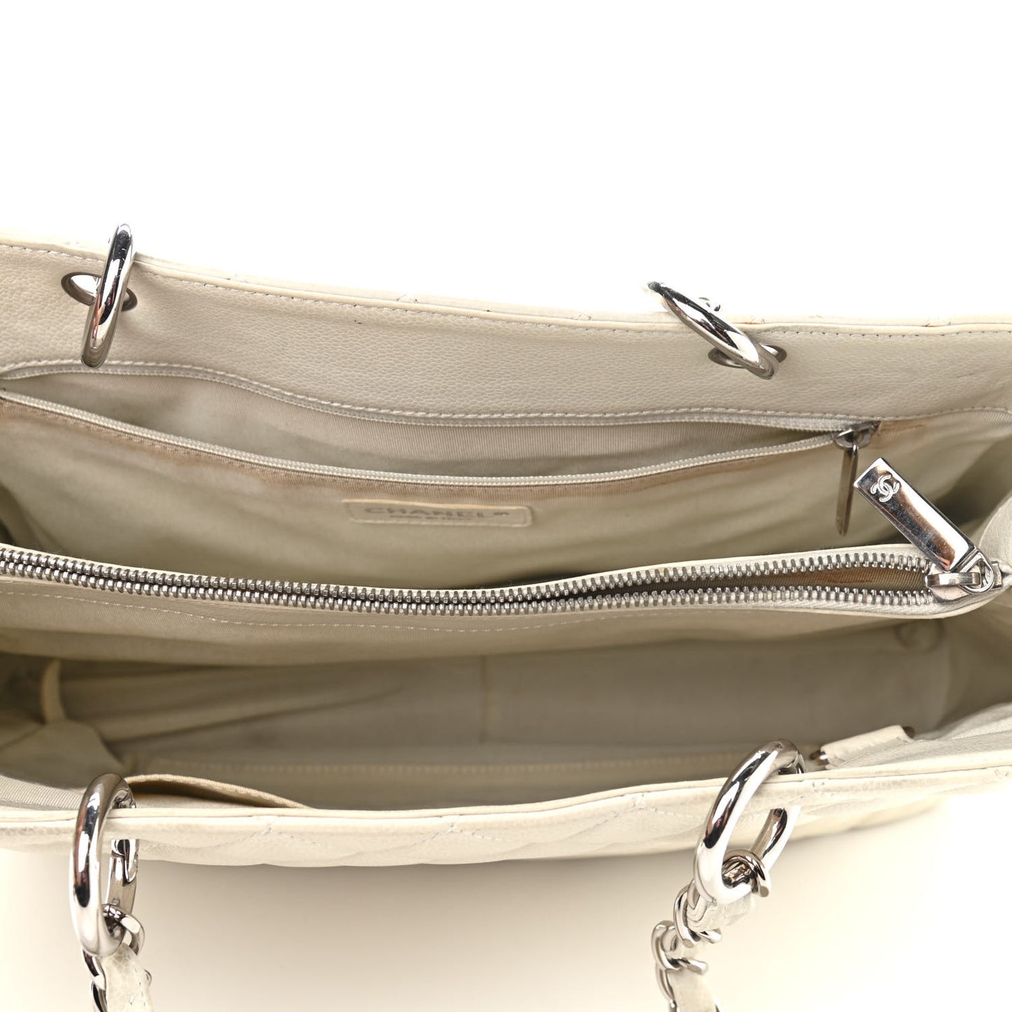 Caviar Quilted Grand Shopping Tote GST White