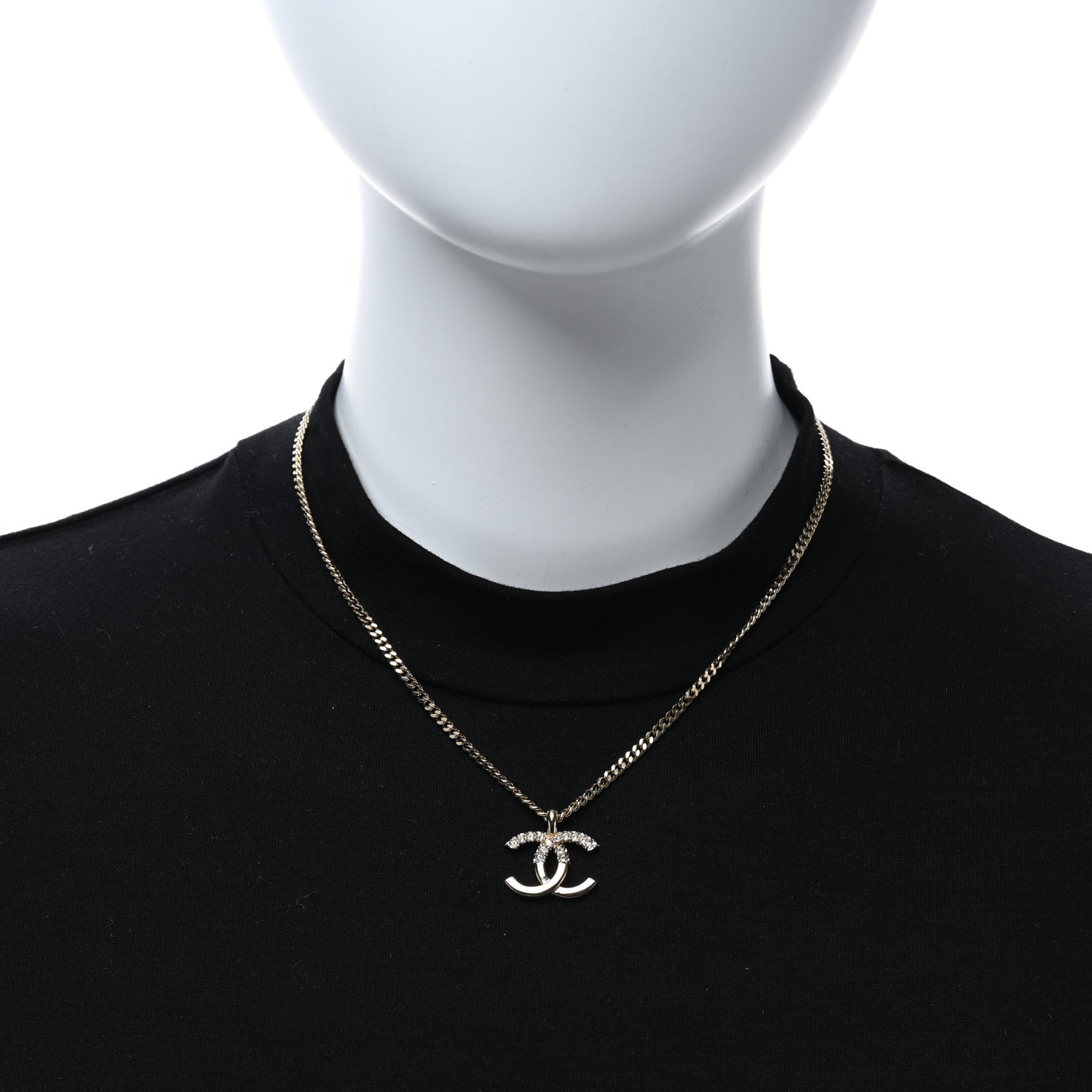Chanel Crystal Logo CC Chain Necklace Gold 2 of 5