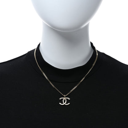 Chanel Crystal Logo CC Chain Necklace Gold 2 of 5