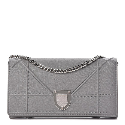 Christian Dior Grained Calfskin Diorama Croisiere Chain Wallet Gris 1 of 10