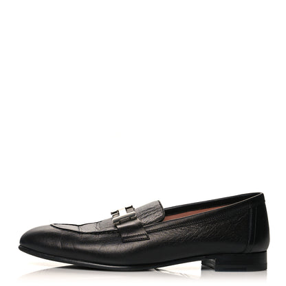 Hermes Goatskin Womens Paris Loafers 37 Black 1 of 9