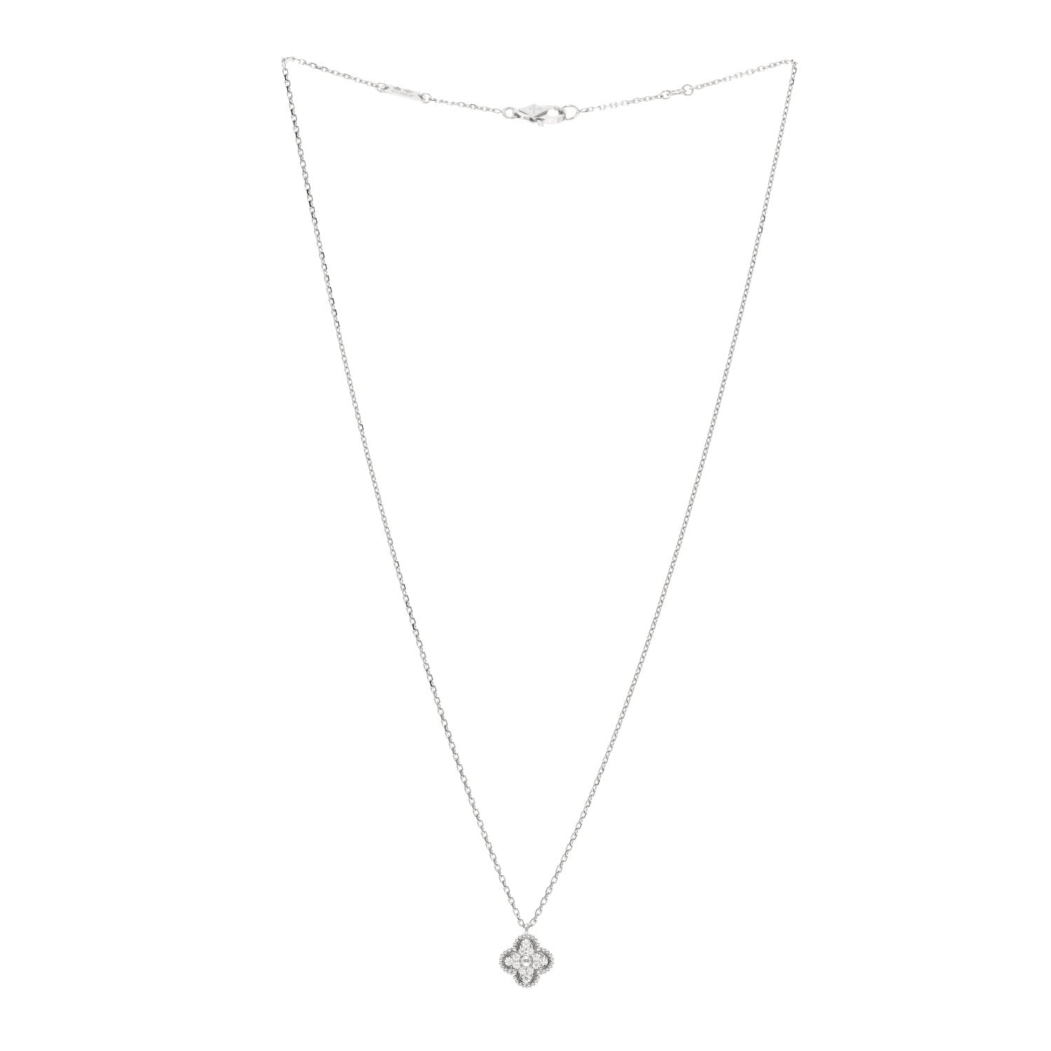 Van Cleef & Arpels 18K White Gold Diamond Sweet Alhambra Pendant Necklace 3 of 6