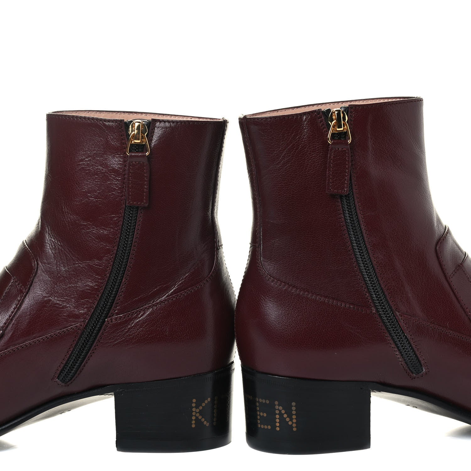 Gucci Goatskin Kitten Chain Horsebit Ankle Boots 39.5 Bordeaux 7 of 8