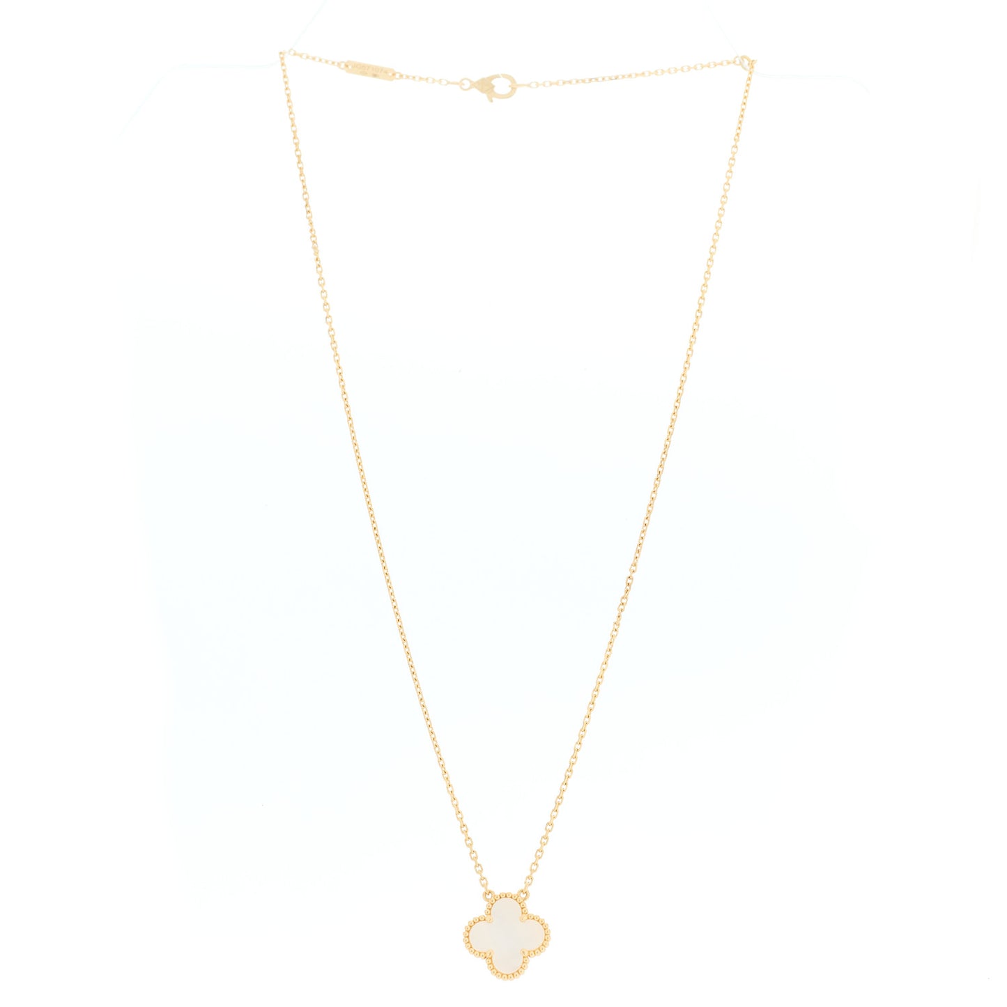18K Yellow Gold Mother of Pearl Vintage Alhambra Pendant Necklace