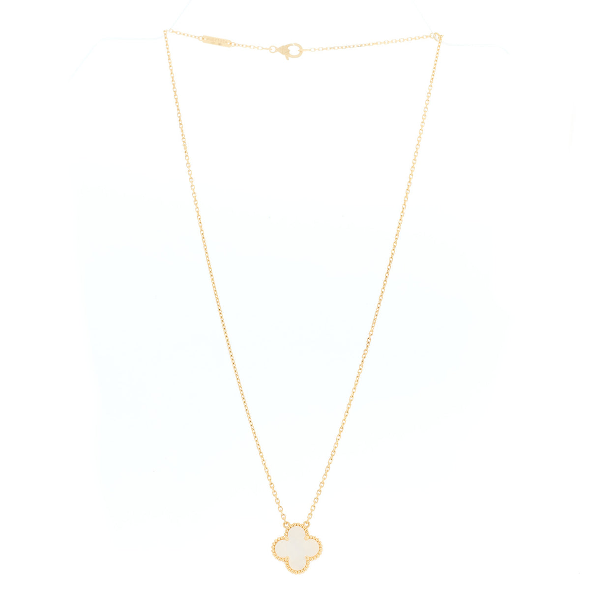 Van Cleef & Arpels 18K Yellow Gold Mother of Pearl Vintage Alhambra Pendant Necklace 5 of 9