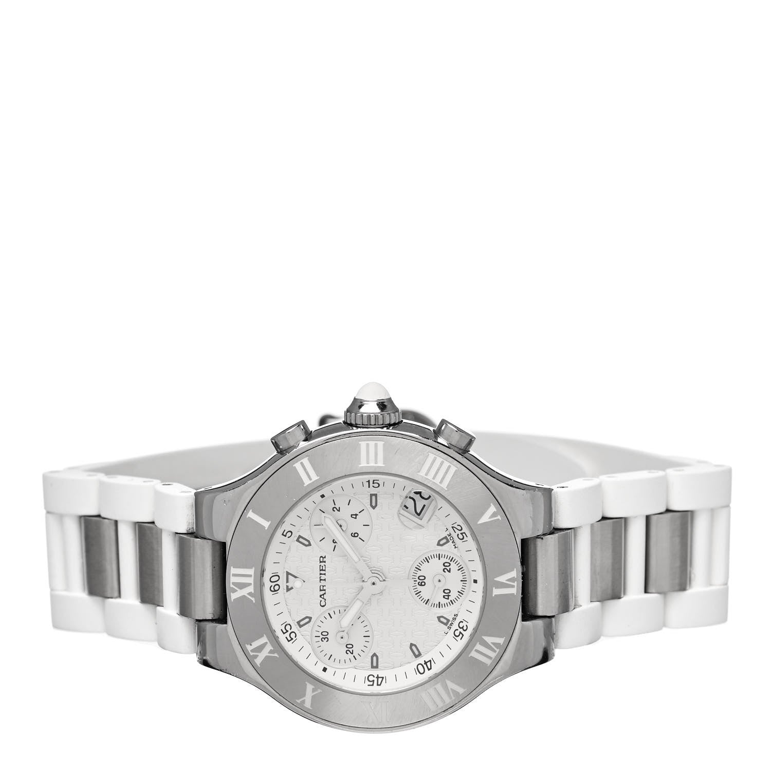 Cartier Stainless Steel Rubber 32mm Must 21 Chronoscaph Quartz Watch 2 of 5
