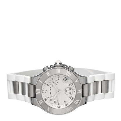 Cartier Stainless Steel Rubber 32mm Must 21 Chronoscaph Quartz Watch 2 of 5