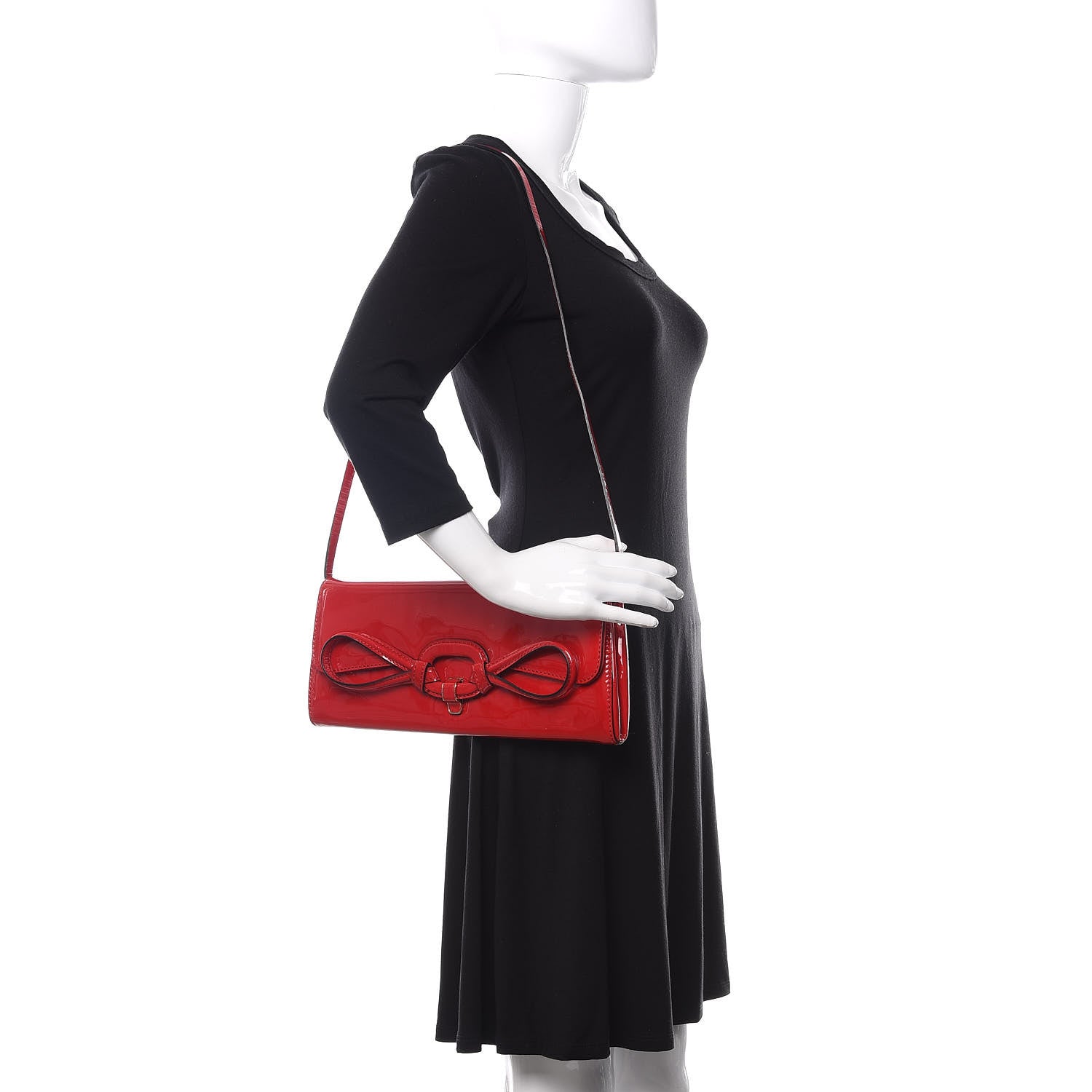 Valentino Garavani Patent Convertible Clutch Red 2 of 9