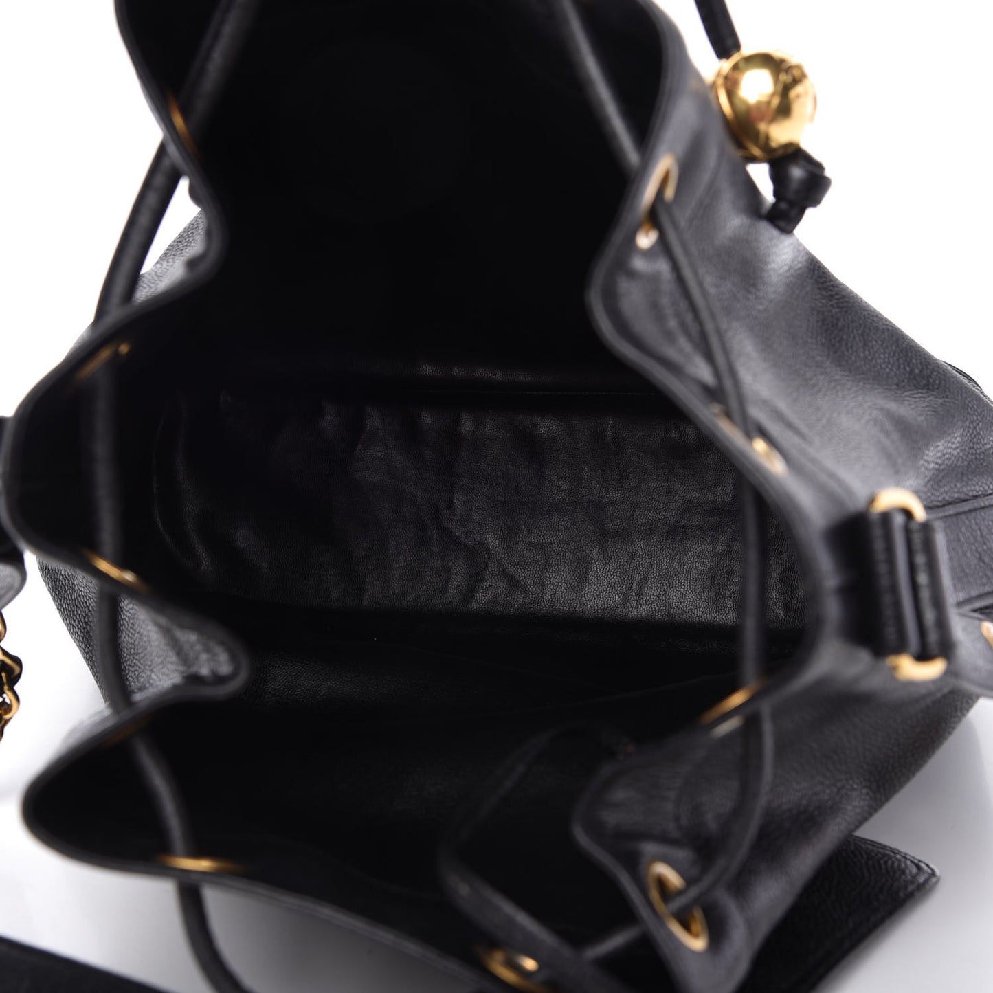 Caviar CC Drawstring Shoulder Bag Black