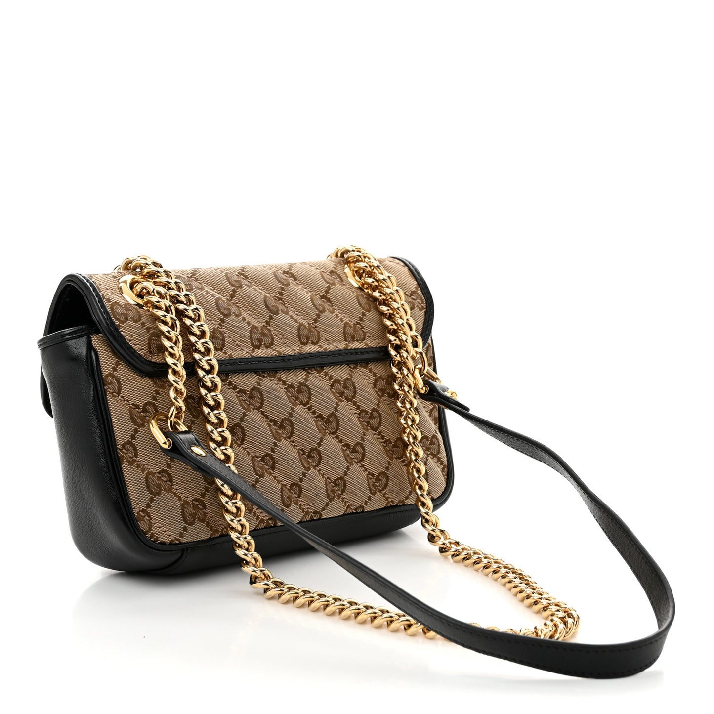 Monogram Matelasse Diagonal Mini GG Marmont Shoulder Bag Beige Black