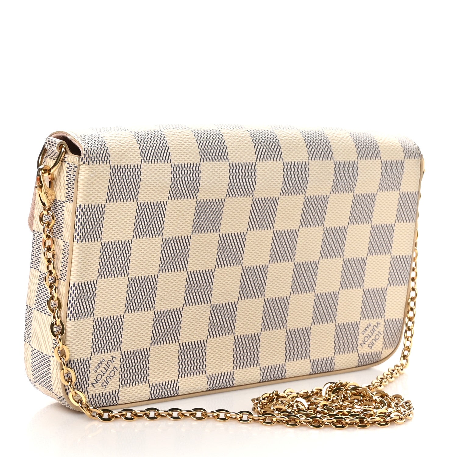 Louis Vuitton Damier Azur Pochette Felicie Chain Wallet Rose Ballerine 4 of 12
