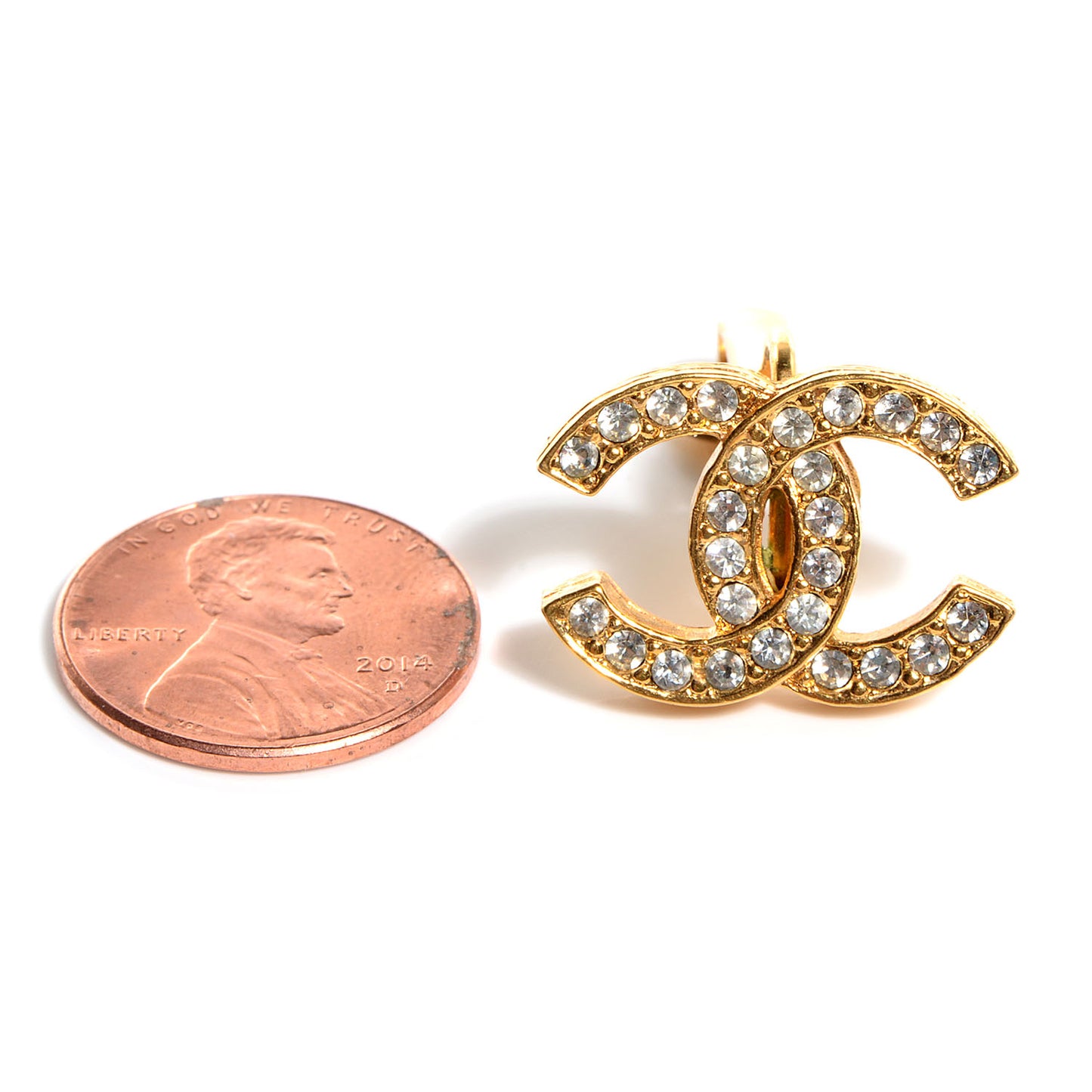 CC Crystal Clip On Earrings Gold