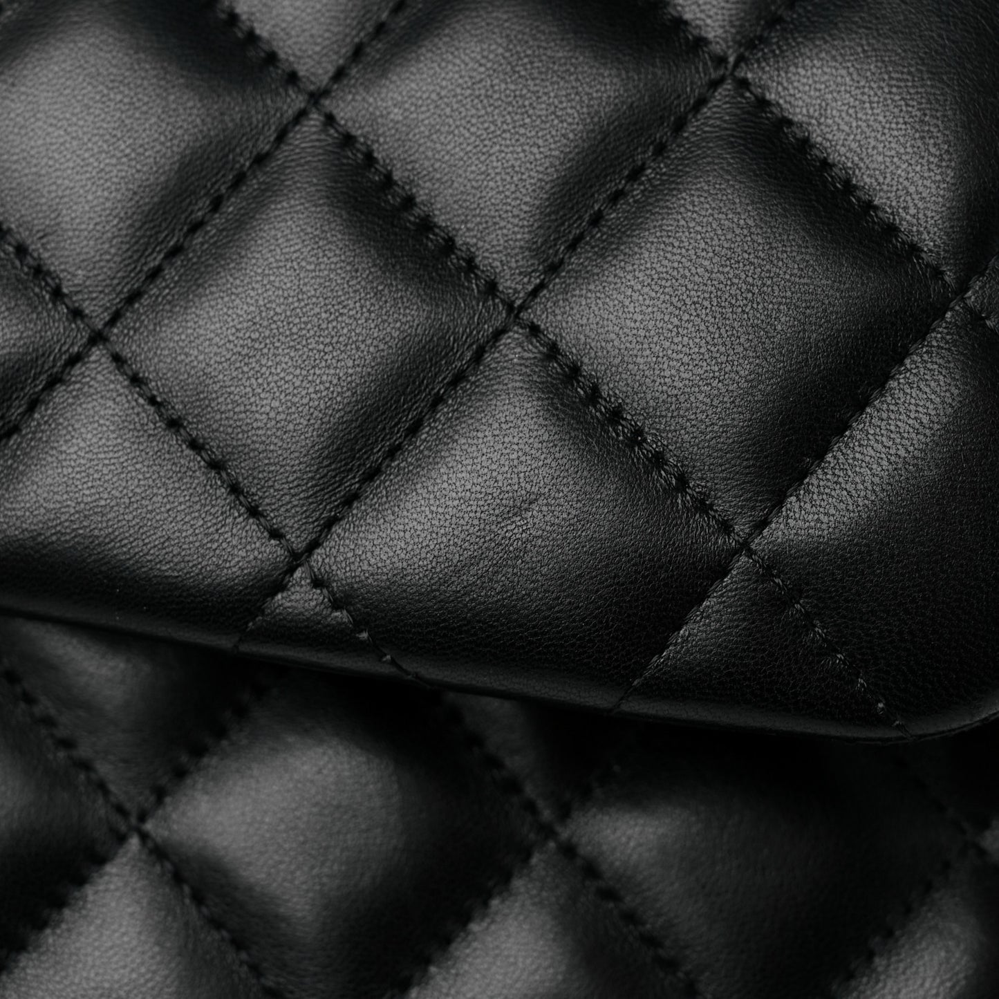Lambskin Quilted Jumbo Double Flap Black