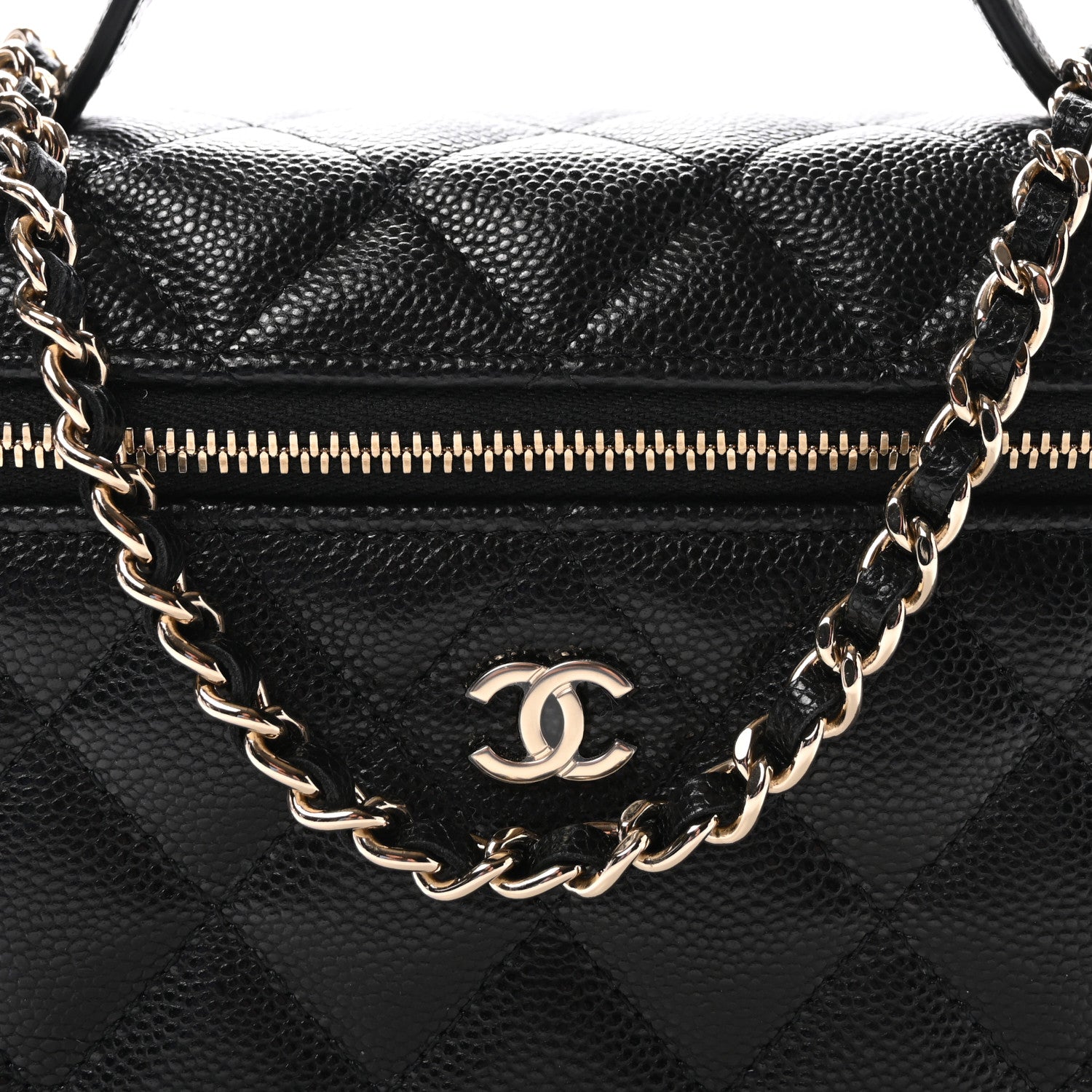 Chanel Caviar Quilted Top Handle Slim Vanity With Chain Black 8 of 11