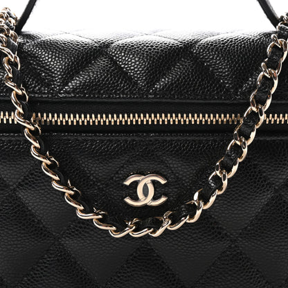 Chanel Caviar Quilted Top Handle Slim Vanity With Chain Black 8 of 11