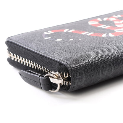 Gucci GG Supreme Monogram Kingsnake Zip Around Wallet Black Grey 5 of 8