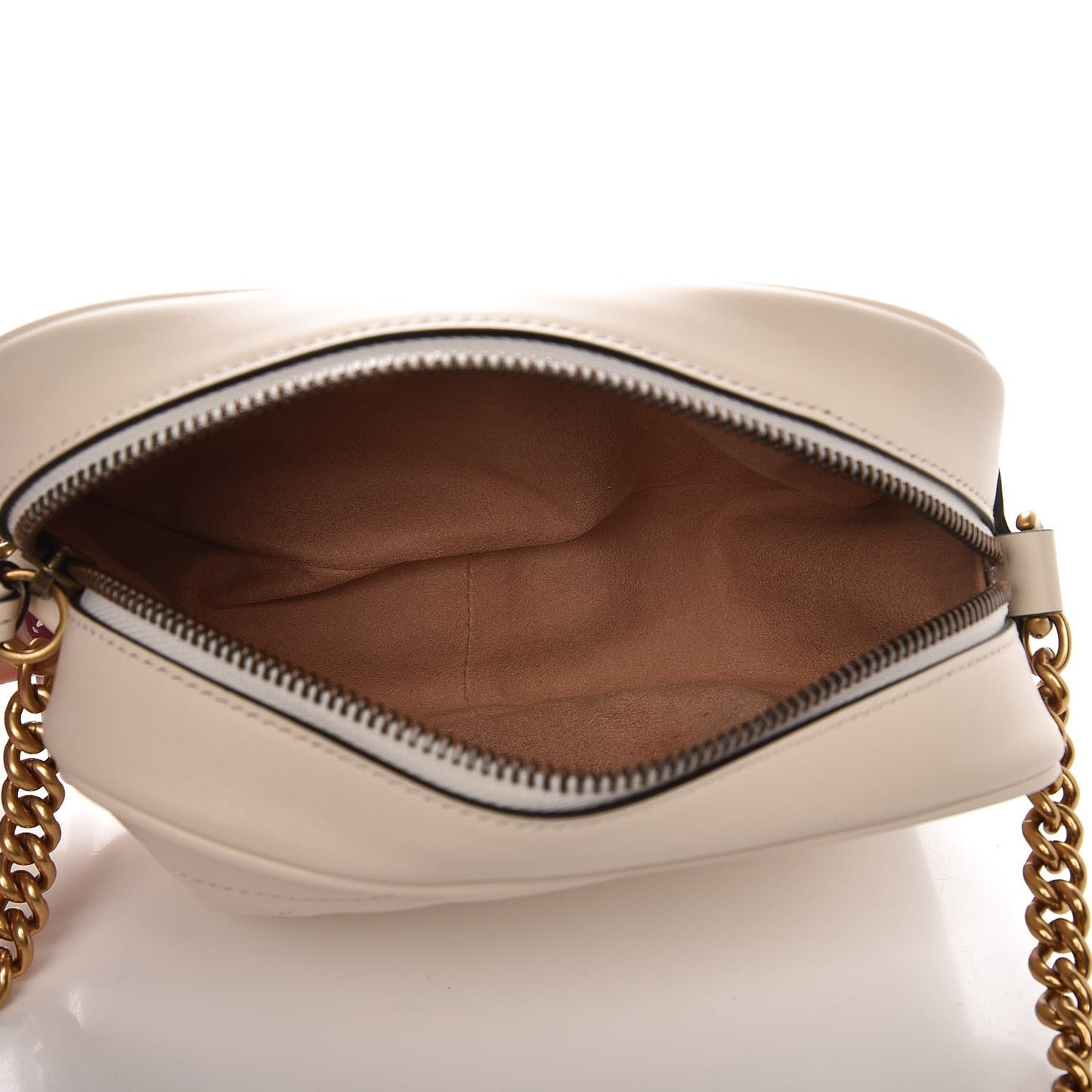 Calfskin Matelasse Mini GG Marmont Chain Shoulder Bag White