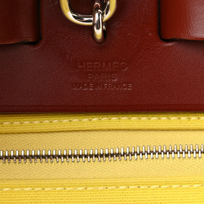 Hermes Vache Hunter Toile Herbag Zip 31 PM Lime Rouge H 8 of 17