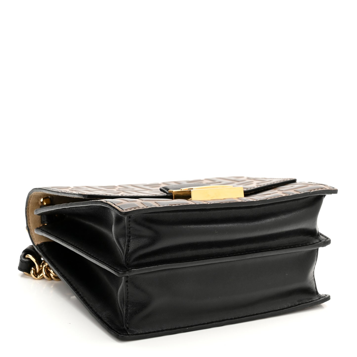 Vitello Liberty Bi-Color FF 1974 Embossed Small Kan U Shoulder Bag Maya Black