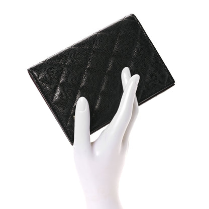 Chanel Iridescent Caviar Quilted Passport Holder Black 2 of 8