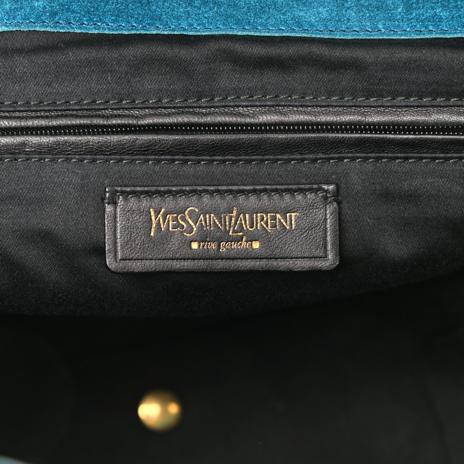 Saint Laurent Patent Small Downtown Tote Petrol Blue 6 of 8