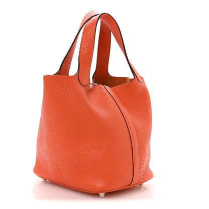 Hermes Taurillon Clemence Picotin Lock 18 PM Orange Poppy 3 of 12