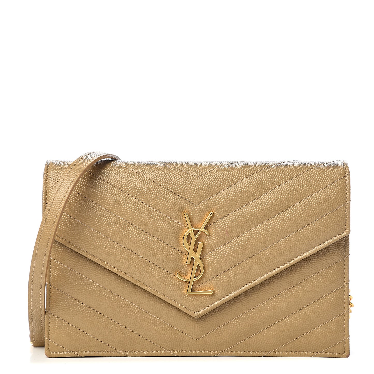 Grain De Poudre Matelasse Chevron Monogram Envelope Chain Wallet Nude Powder