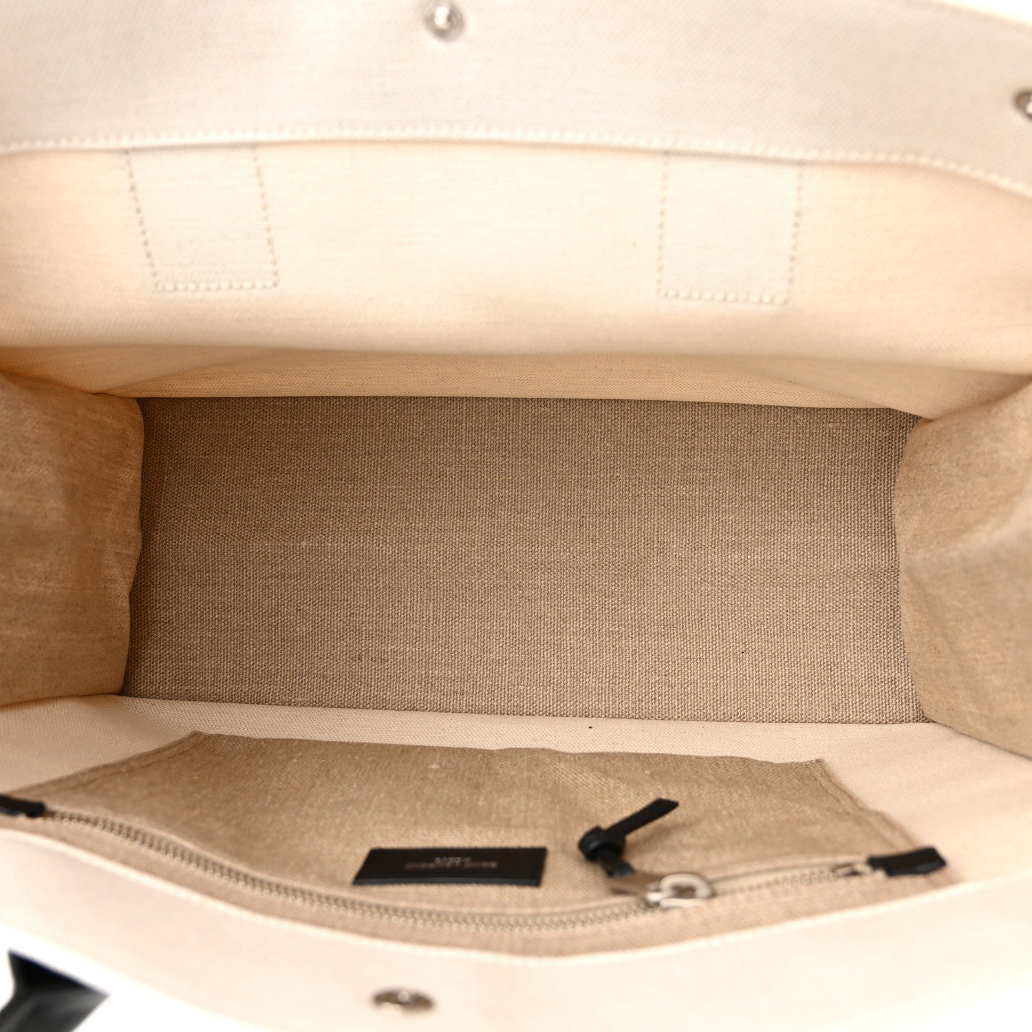 Saint Laurent Linen Calfskin Small Rive Gauche Tote Greggio Natural 5 of 10