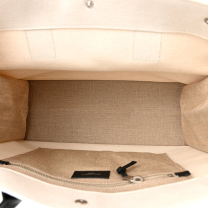 Saint Laurent Linen Calfskin Small Rive Gauche Tote Greggio Natural 5 of 10