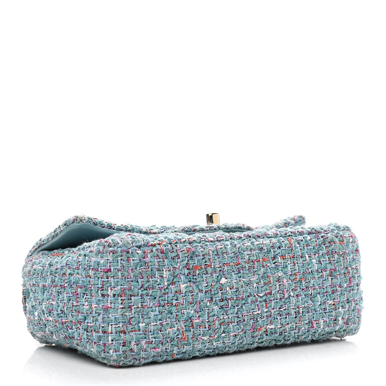Chanel Tweed Quilted Mini Rectangular Flap Turquoise Purple White Red 4 of 10
