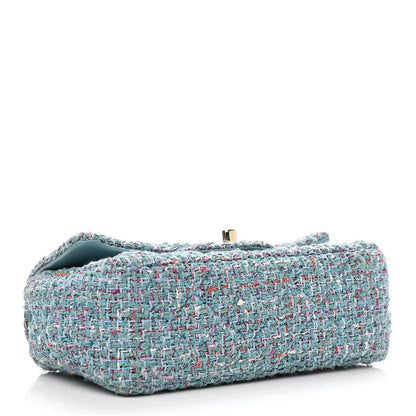 Chanel Tweed Quilted Mini Rectangular Flap Turquoise Purple White Red 4 of 10