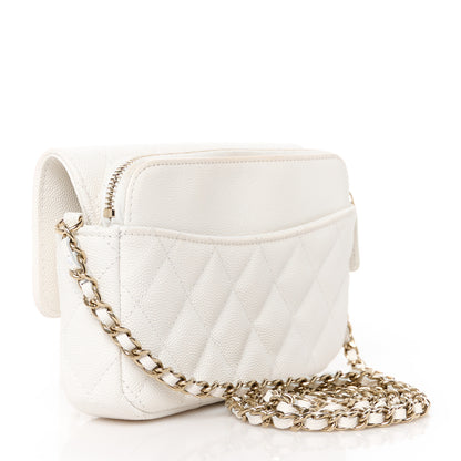Chanel Caviar Quilted Flap Phone Holder With Chain White 3 of 13
