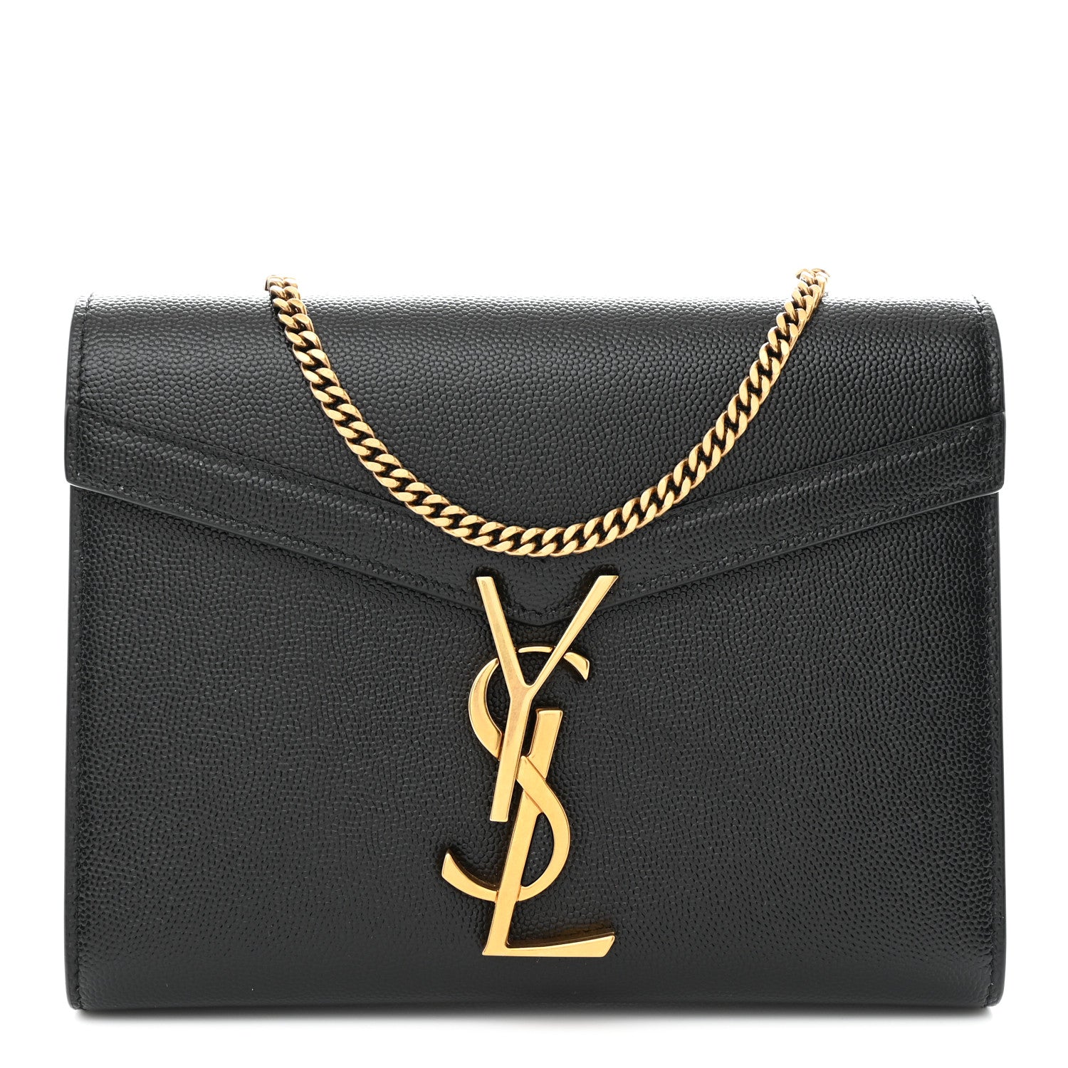 Saint Laurent Grain De Poudre Monogram Cassandra Chain Wallet Black 1 of 11